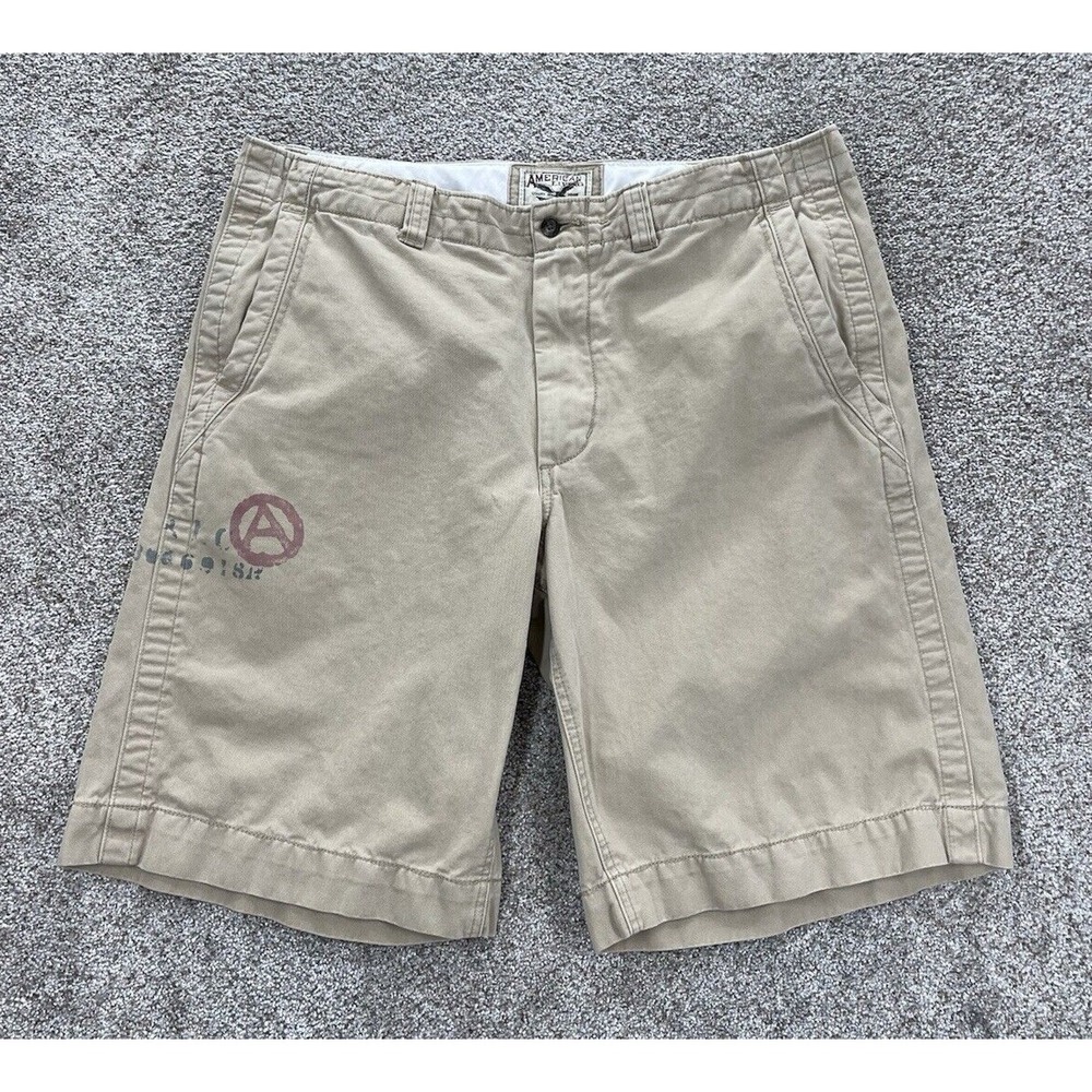 American Living Co A7 Chino Short Khaki Mens 38x11.5" Tan Cotton Twill ALCo Logo